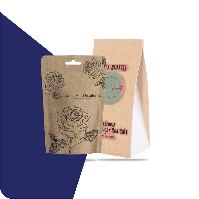 Kraft Stand up Pouches in Bulk Quantities / Self Standing Brown Product  Packaging Bags With Inner Foil, Reusable Zip Lock / Heat Sealable 