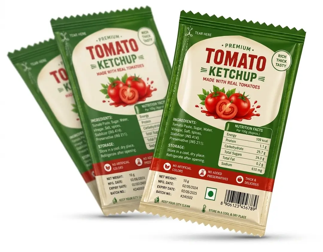 Clear Sauce Label Details With Organized Packaging Information Display