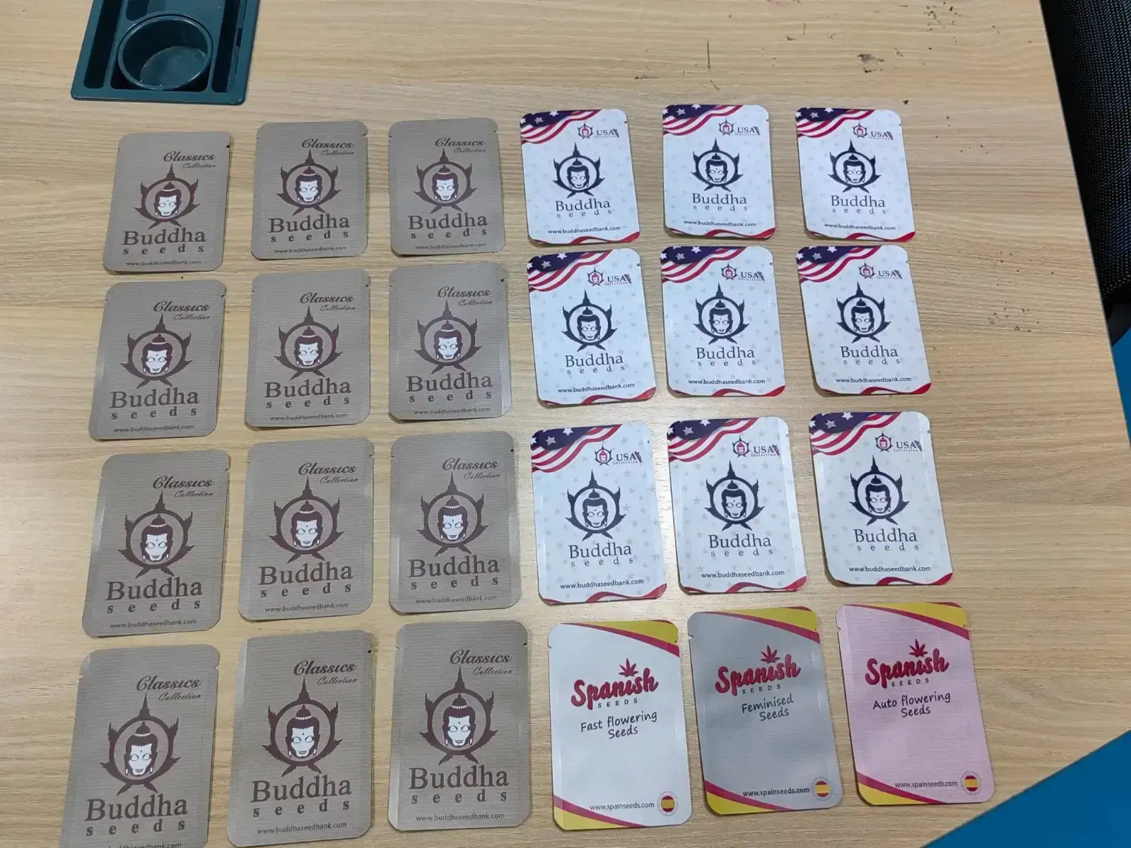 Printed condiment packet packaging with multiple branding variations