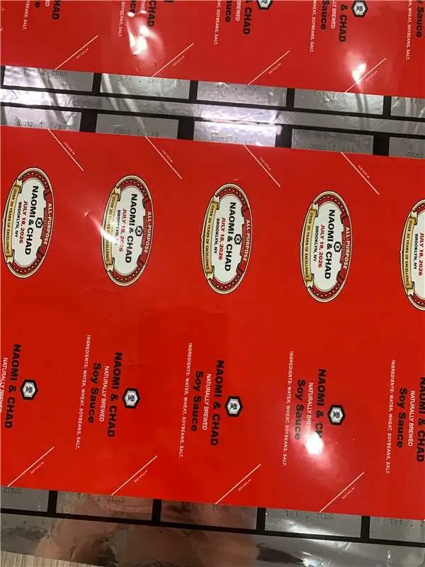 Close-up of food-safe material used for custom sauce packet packaging