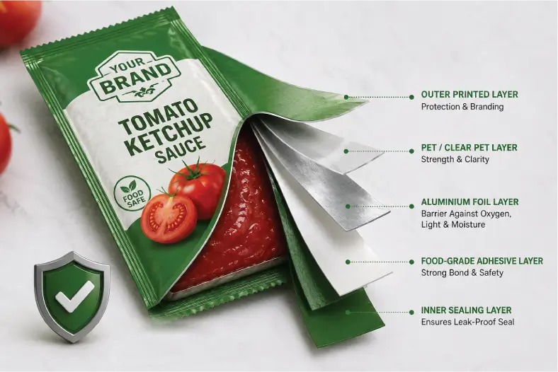 Food Grade Sauce Packaging Materials With Safe Protective Layer Selection