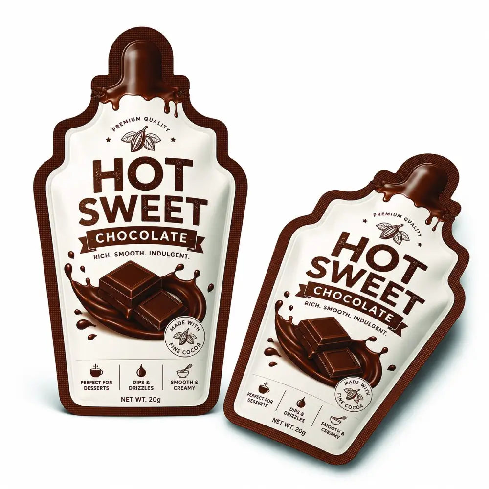 Die-Cut Hot Chocolate Packets with Unique Shaped Packaging Design