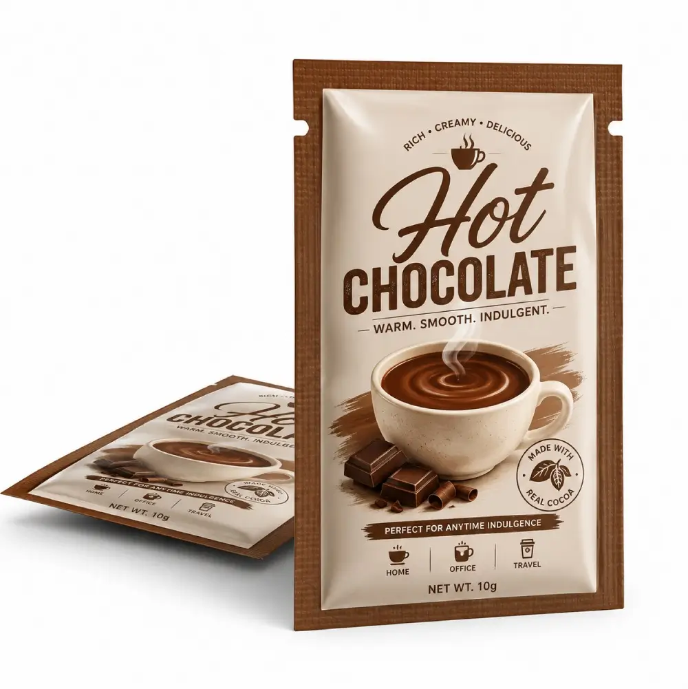 Flat Hot Chocolate Packets with Sleek Packaging Layout Design