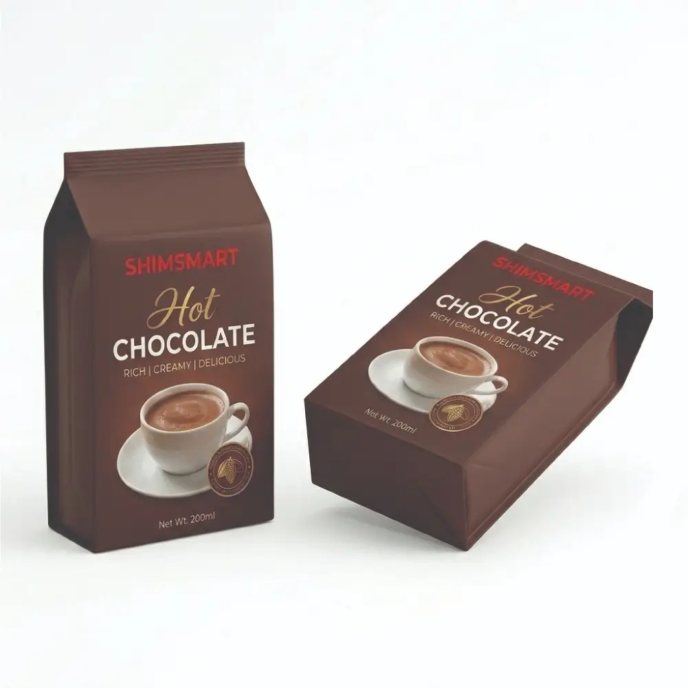 Gusseted Hot Chocolate Packets with Expanded Packaging Structure Design