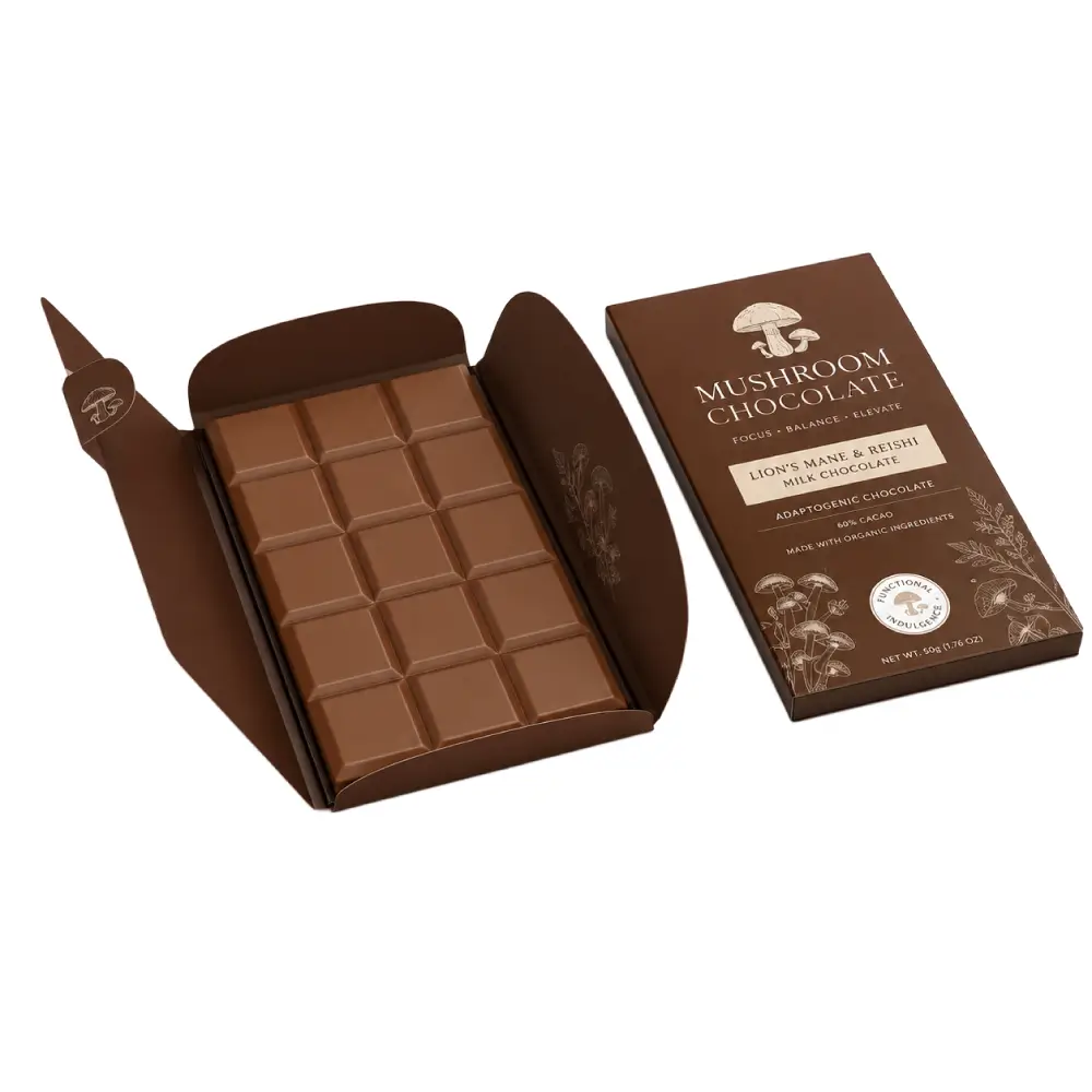 Multi Side Foldable Mushroom Chocolate Bar Packaging Design