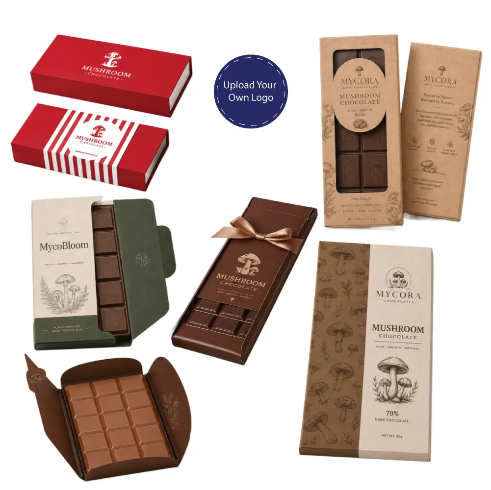 Premium Mushroom Chocolate Bar Packaging With Elegant Design