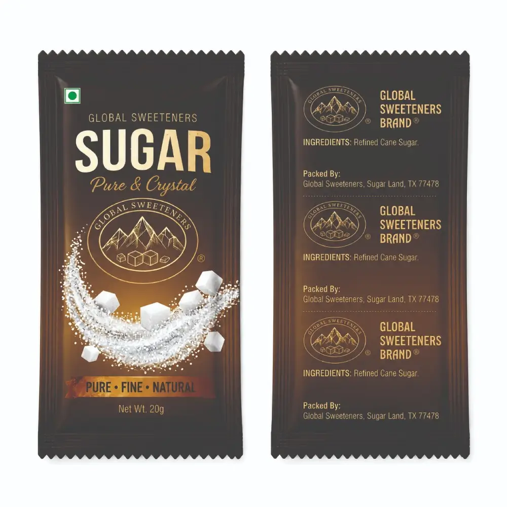 Serrated Sugar Packets With Easy Opening and Refined Packaging