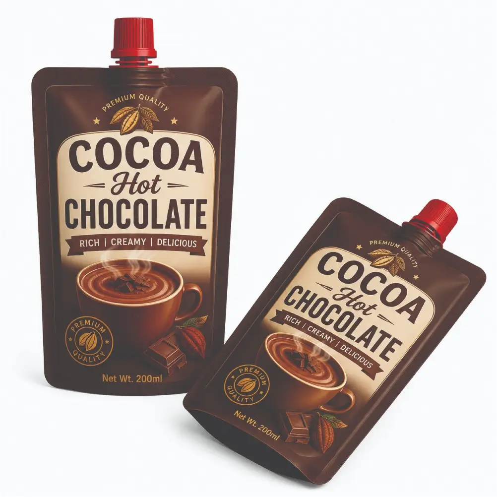 Convenient Spout Cocoa Hot Packets for Controlled Product Dispensing