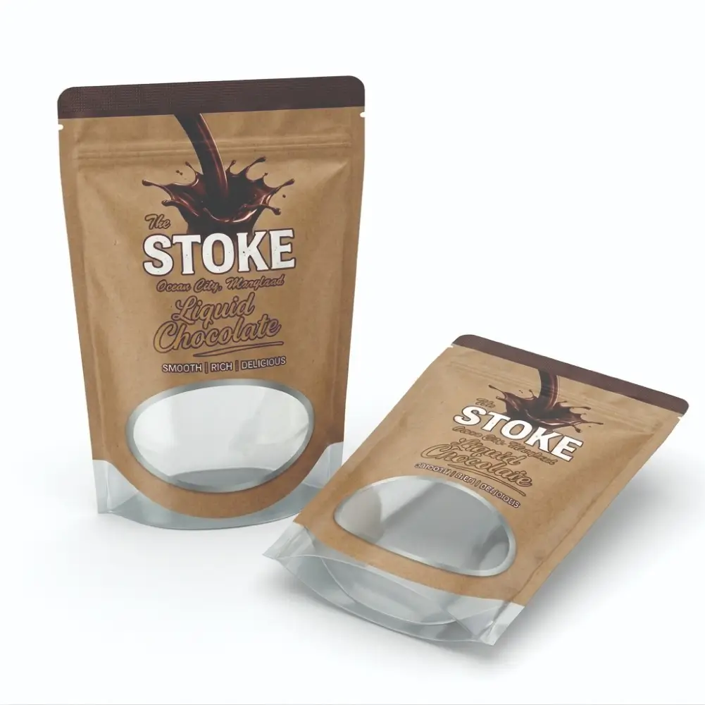 Stand-Up Hot Chocolate Packets with Premium Printed Packaging Design