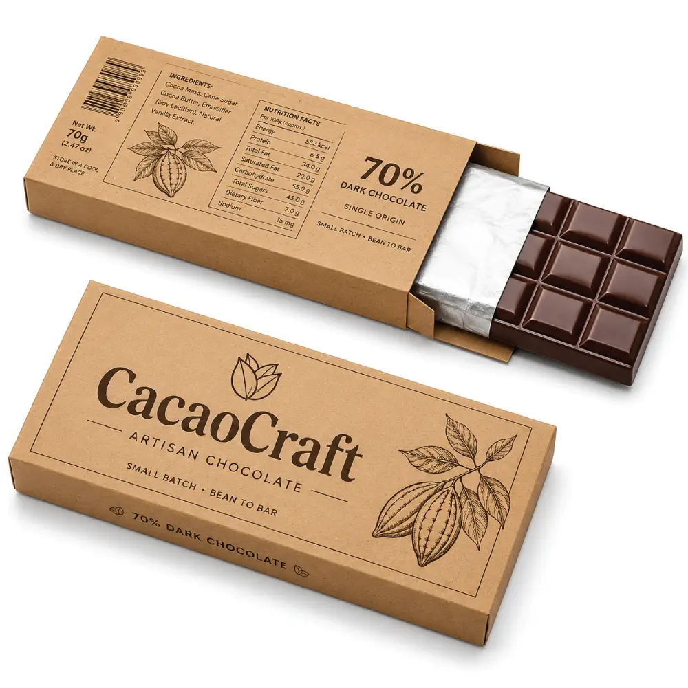 Tuck Top Chocolate Bar Box With Secure Closing Design