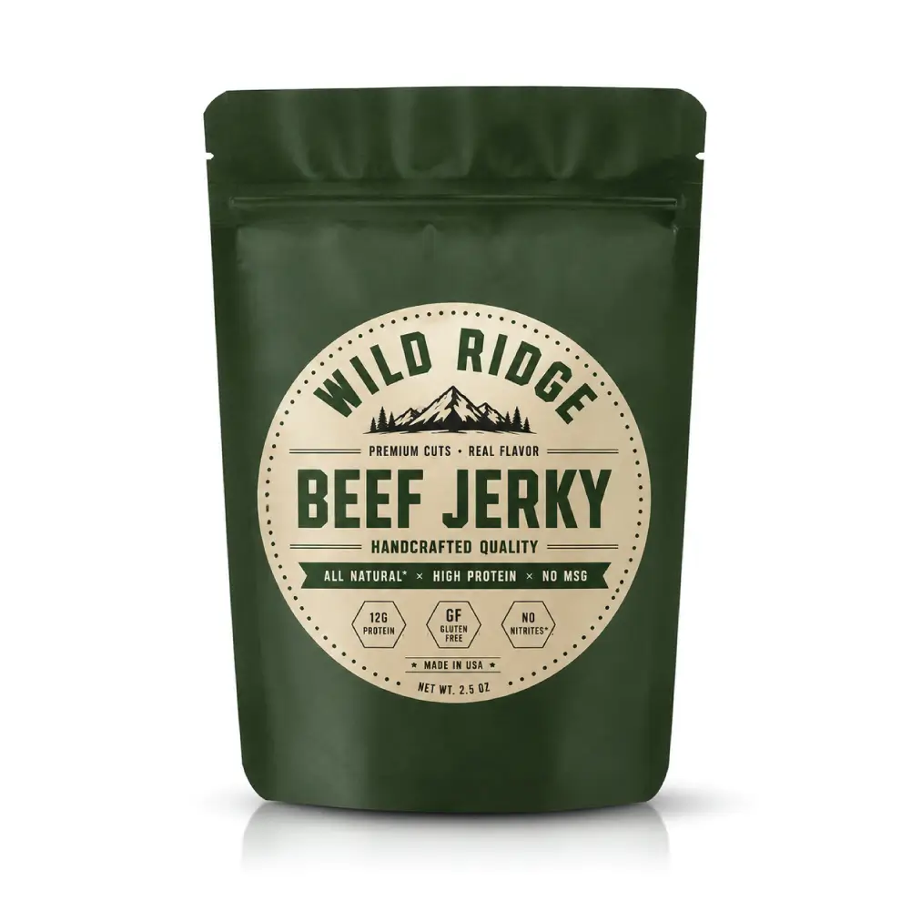 Beef Jerky Bags And Labels With Branded Product Presentation