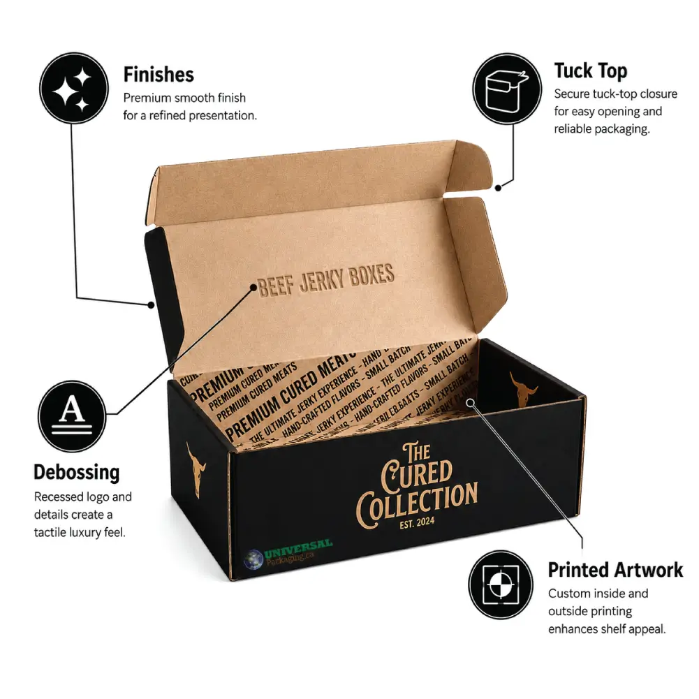 Beef Jerky Boxes Infographic Features With Product Details