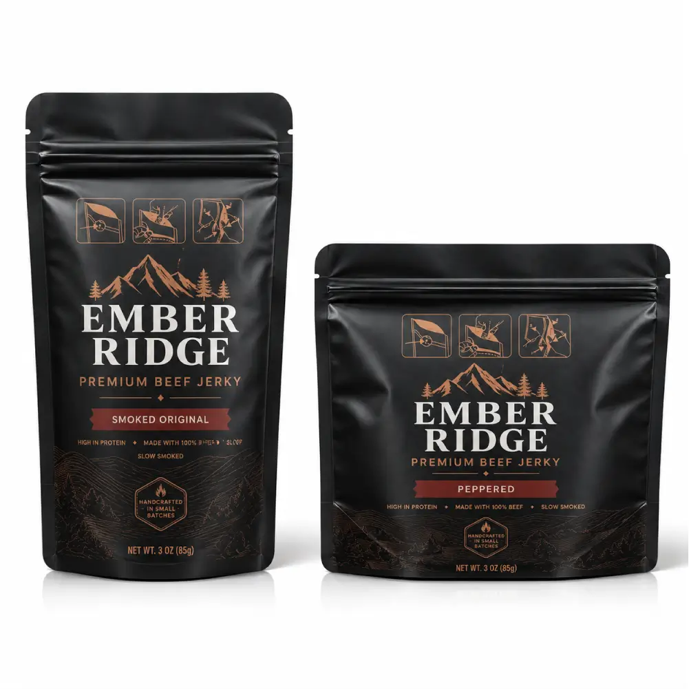 Child Resistant Beef Jerky Pouches With Secure Closure