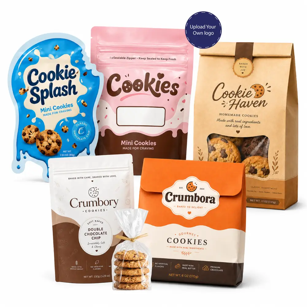 Strengthen product presentation through elegant custom cookie wrappers featuring vibrant printing and polished finishing details.