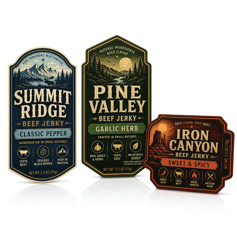 Die-Cut Jerky Stickers For Beef Jerky Packaging