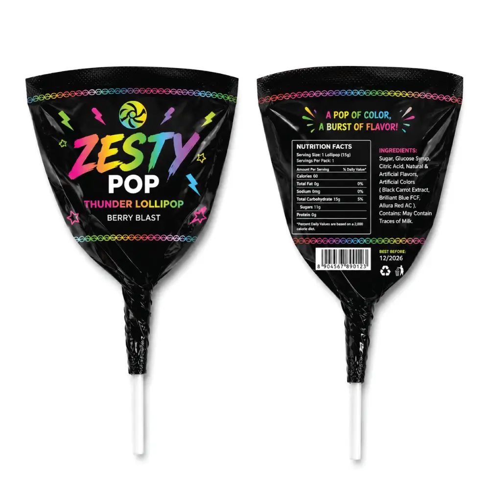 Heat Seal Lollipop Wrappers With Secure Candy Packaging Closure