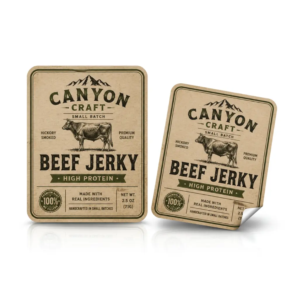 Kraft Beef Jerky Labels With Natural Branding Design