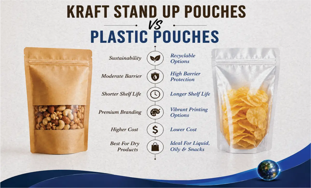Kraft Stand Up Pouches Vs Plastic Pouches