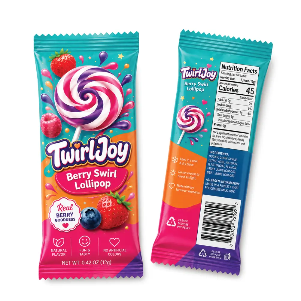 Lollipop Plastic Wrappers with Clear Finish and Premium Packaging Design
