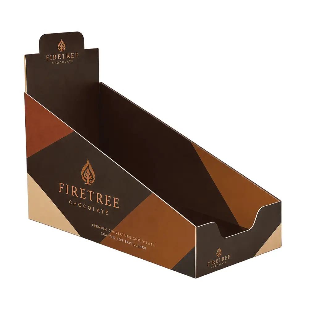 Open-Top Display Boxes With Accessible Chocolate Product Showcase