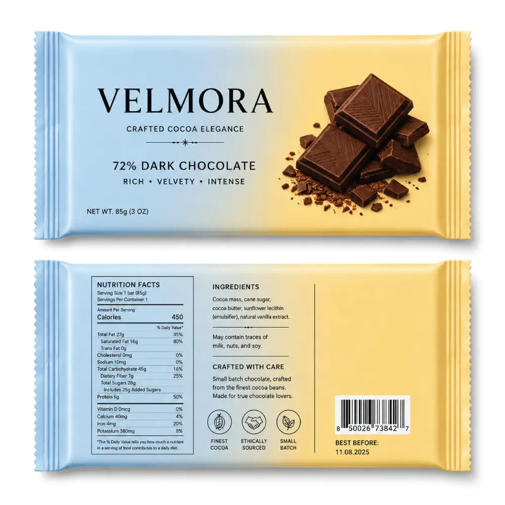 Serrated Chocolate Bar Wrappers With Distinct Edge Design