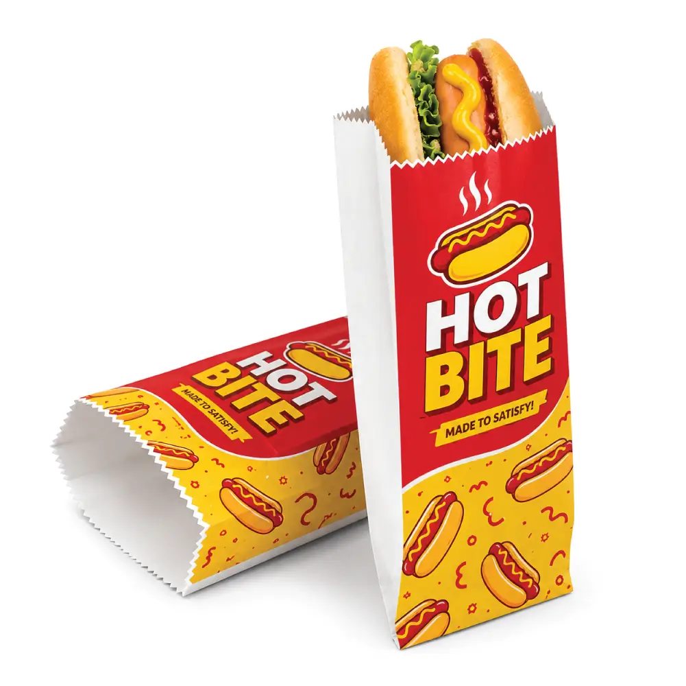 Serrated Hot Dog Wrappers With Clean Food Packaging Finish