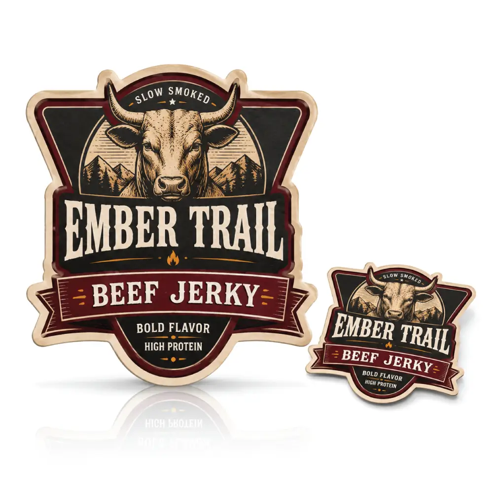 Shaped Beef Jerky Labels With Custom Die-Cut Designs