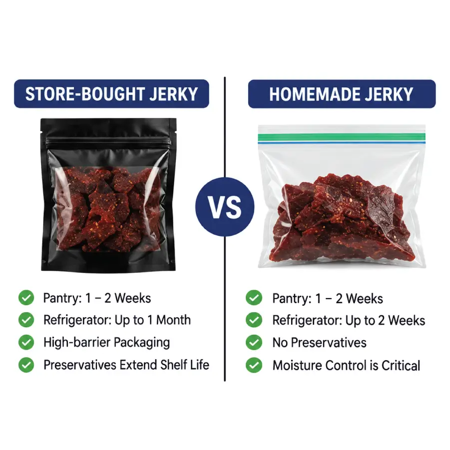 Store-Bought vs Homemade Beef Jerky Shelf Life