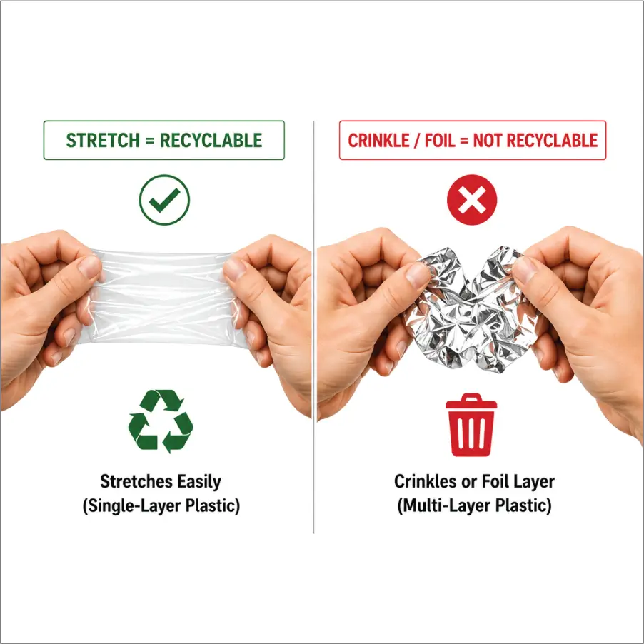 Stretch Test for Plastic Film Recycling