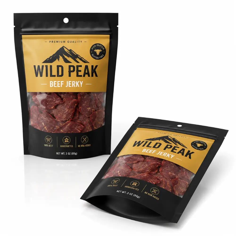 Window Beef Jerky Pouches With Clear Product Visibility