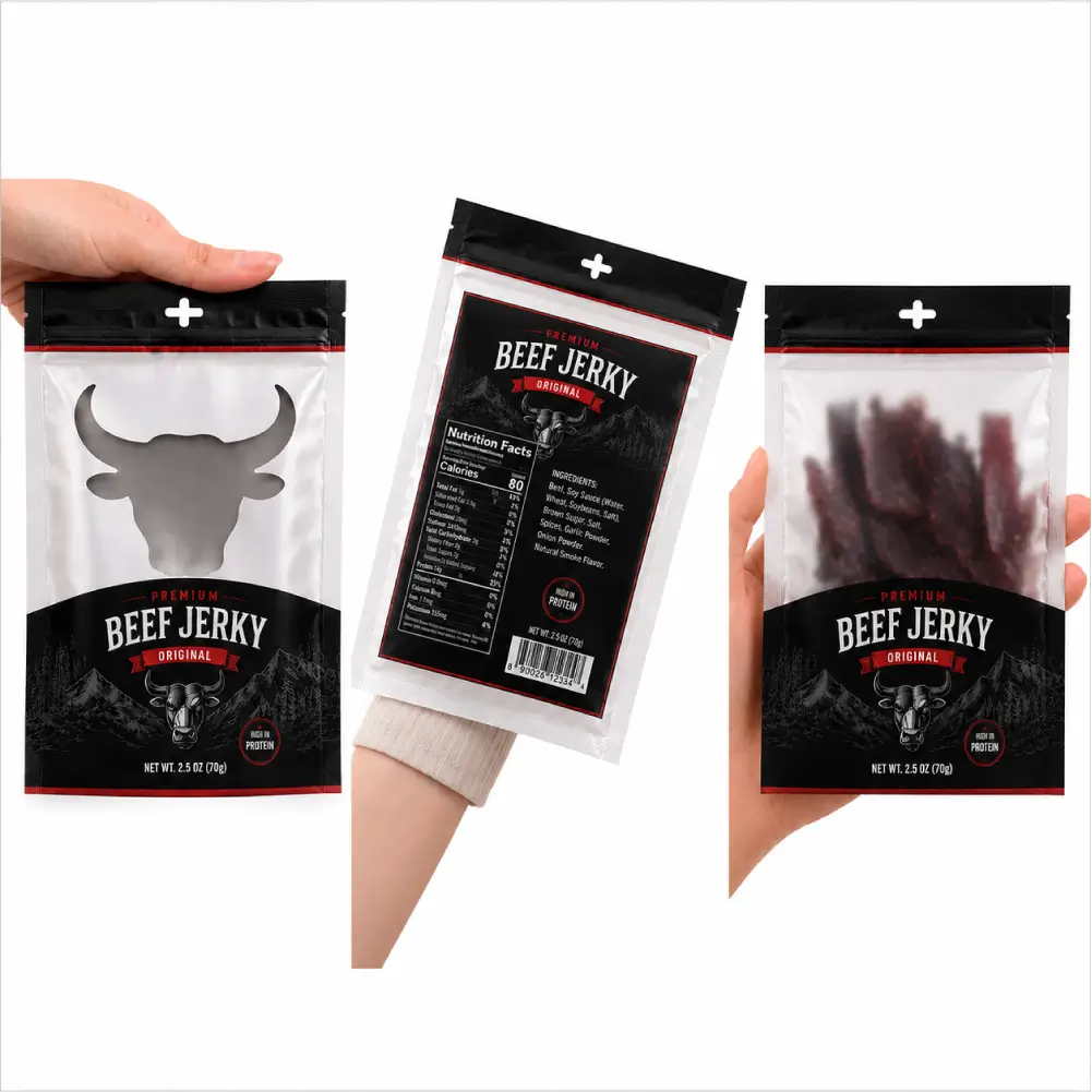 Window Cut-Outs For Beef Jerky Pouches