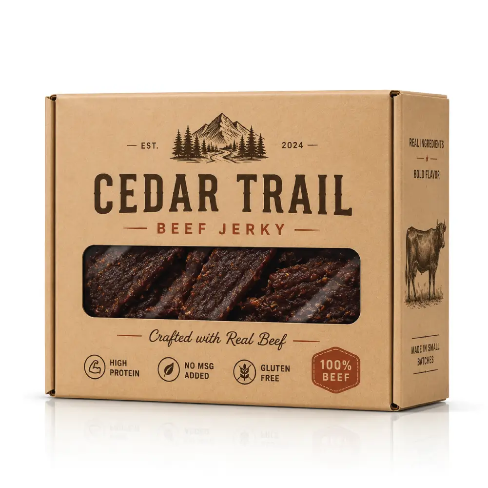 Window Kraft Jerky Boxes With Clear Product Visibility