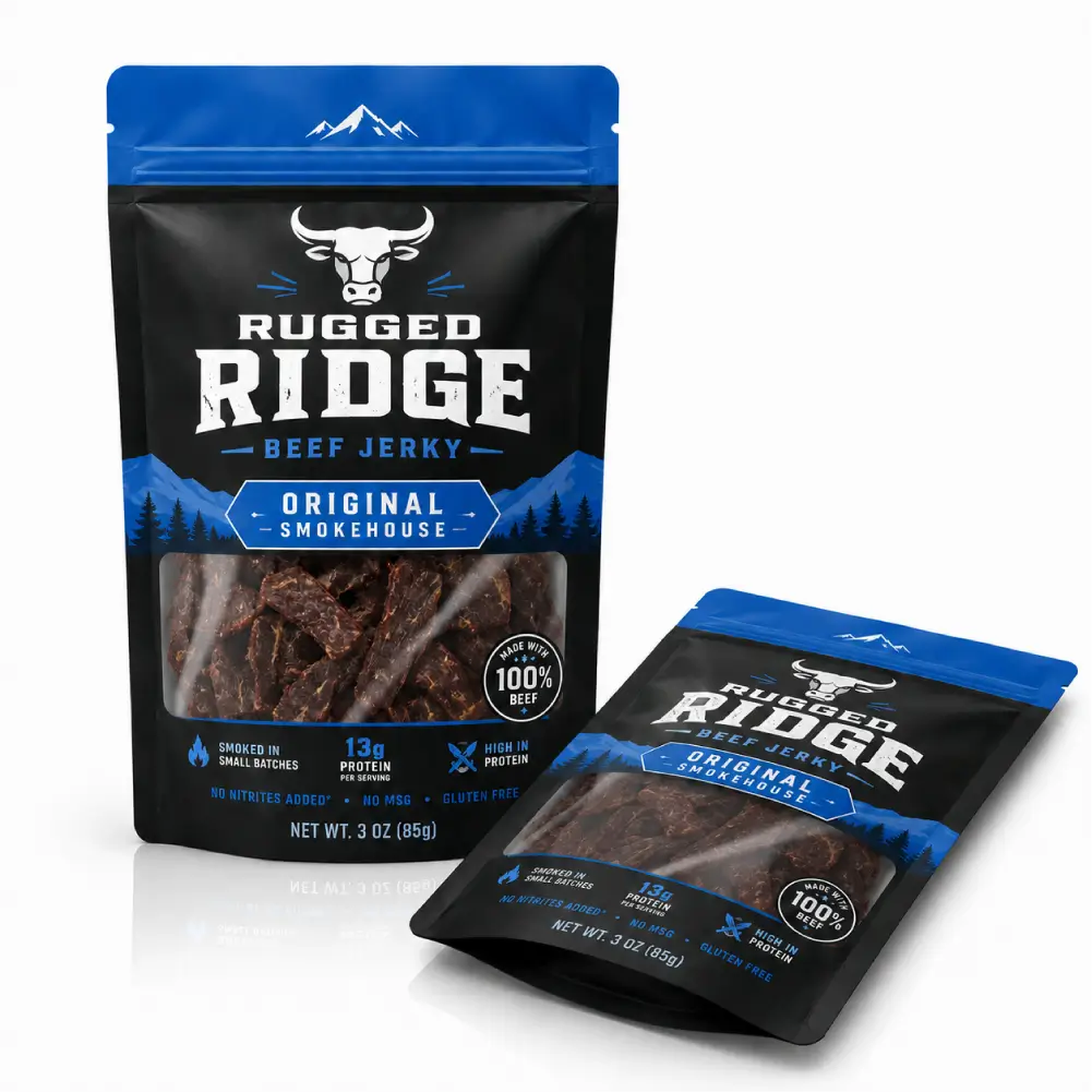 Ziplock Beef Jerky Pouches With Resealable Food Packaging
