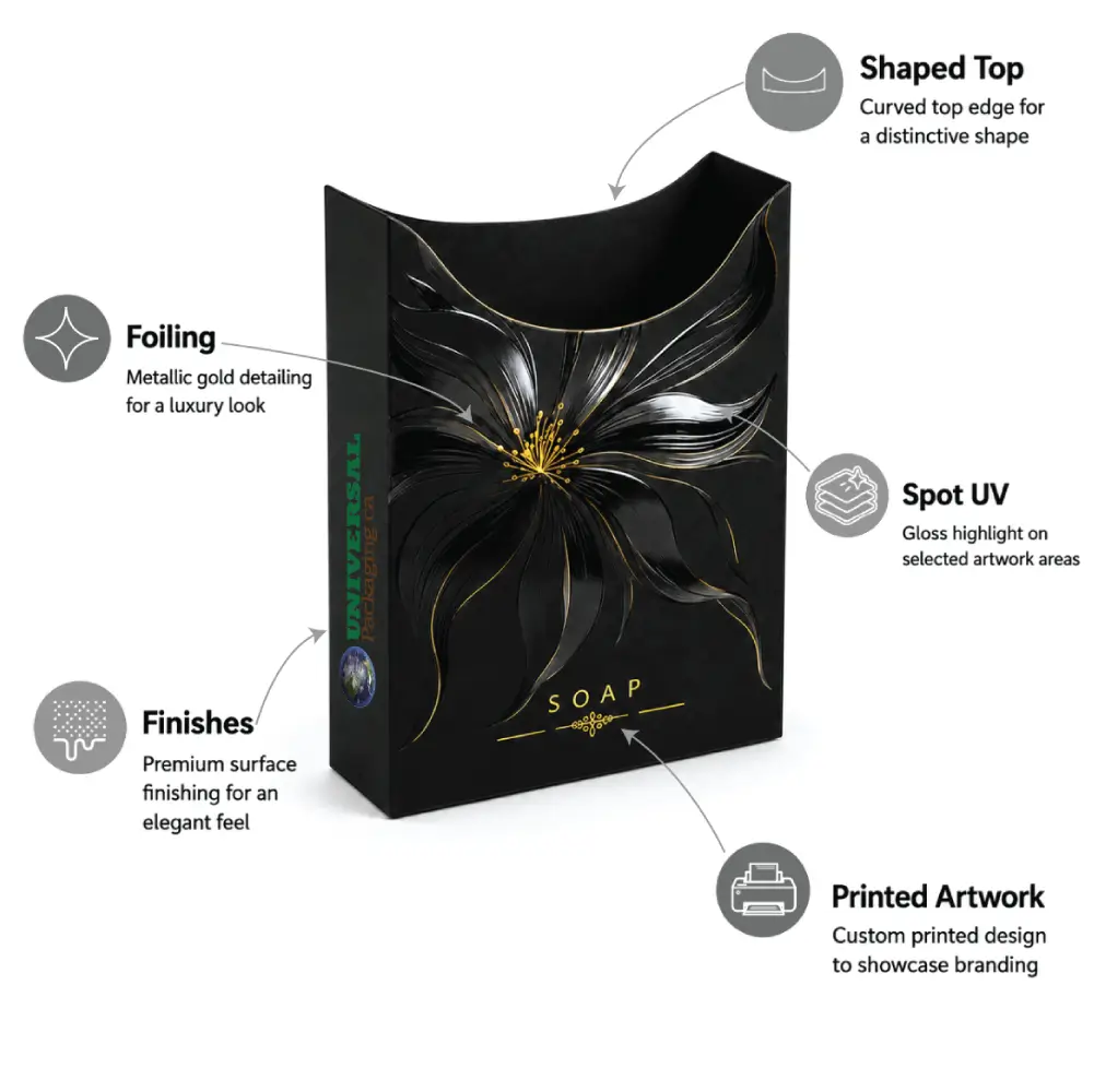 Custom Holster Soap Boxes Infographic Features With Packaging Details