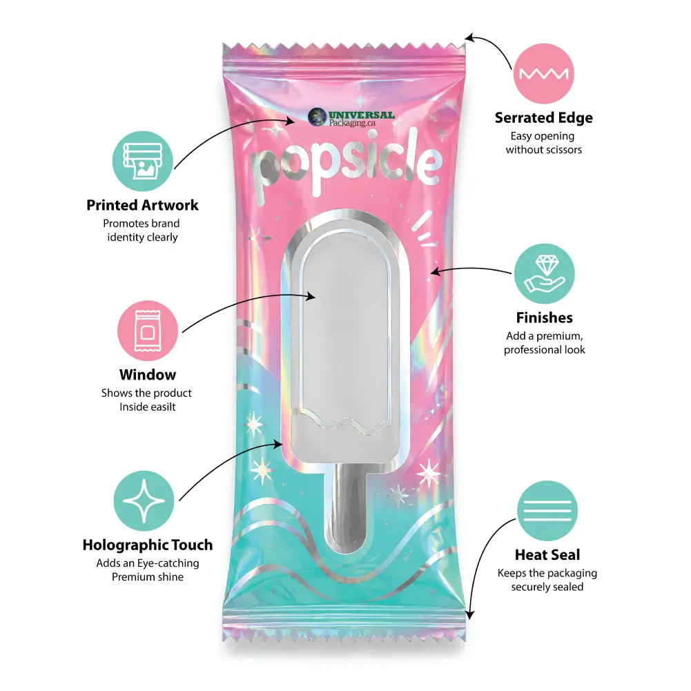 Custom Popsicle Bags Infographic Features With Packaging Details