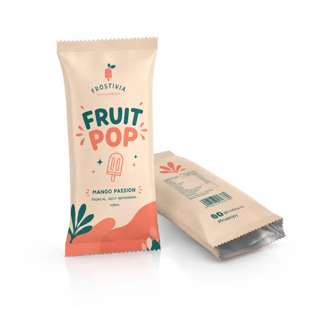 Flat Popsicle Wrappers With Compact Product Presentation
