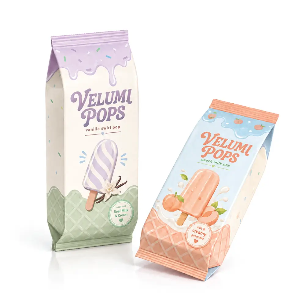 Gusseted Popsicle Plastic Bags With Expanded Product Space