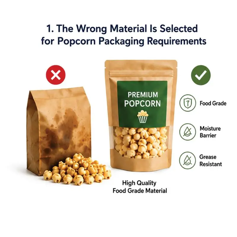 Wrong Material Selected for Popcorn Packaging