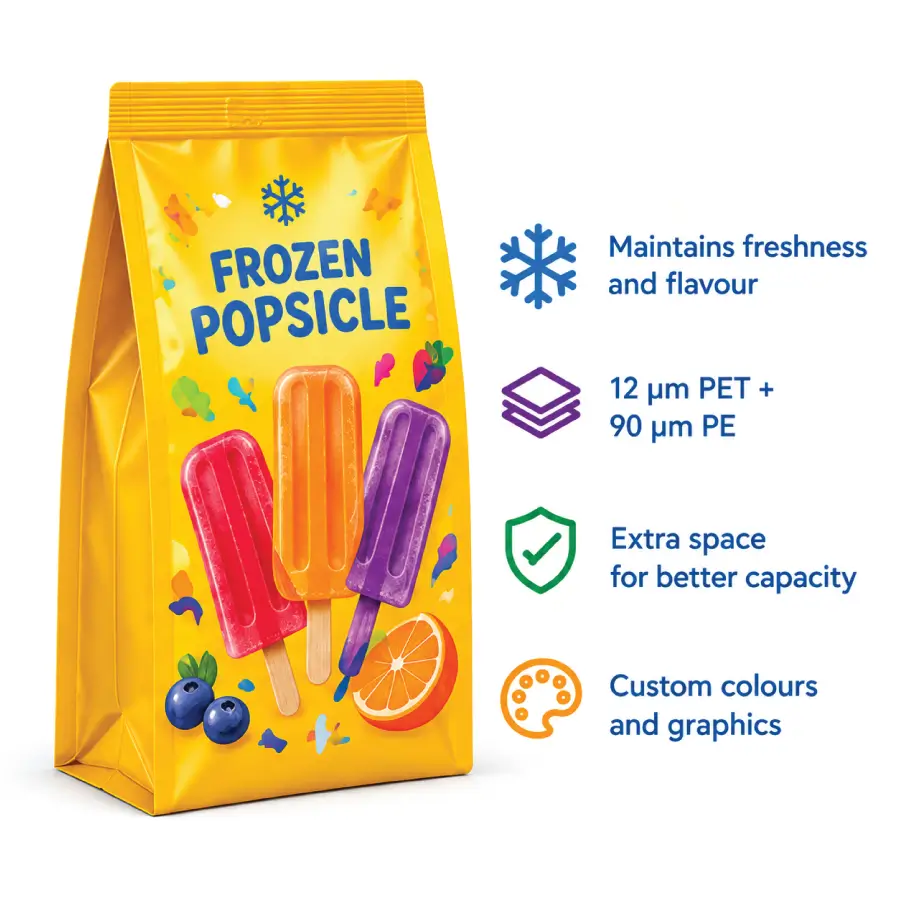 Gusseted Popsicle Bags for Extra Filling Space