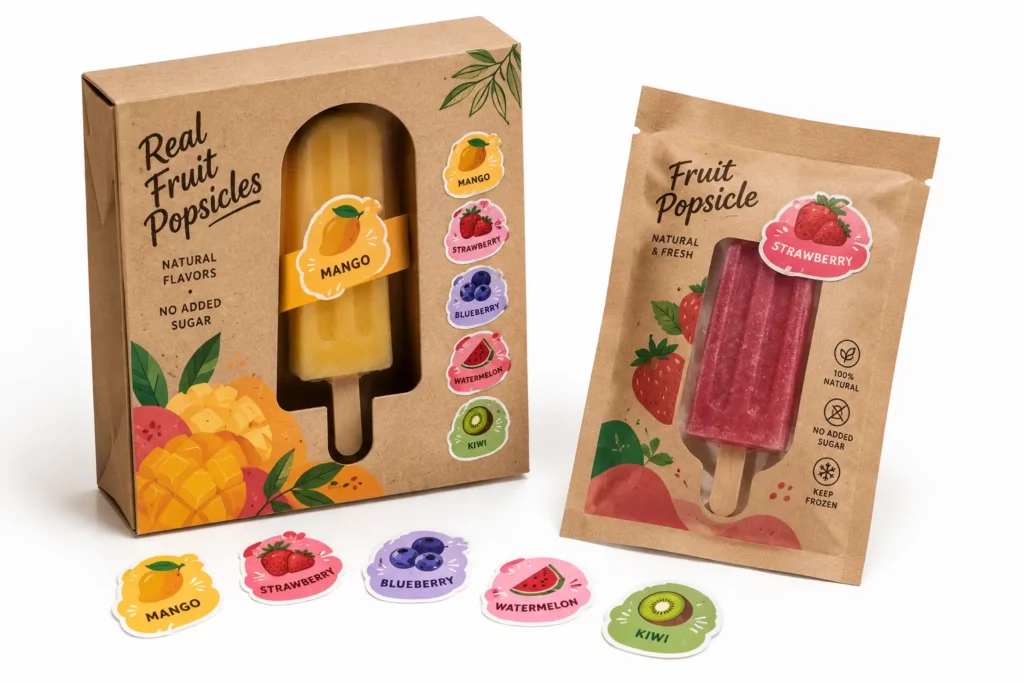 Flavour Stickers for Popsicle Packaging