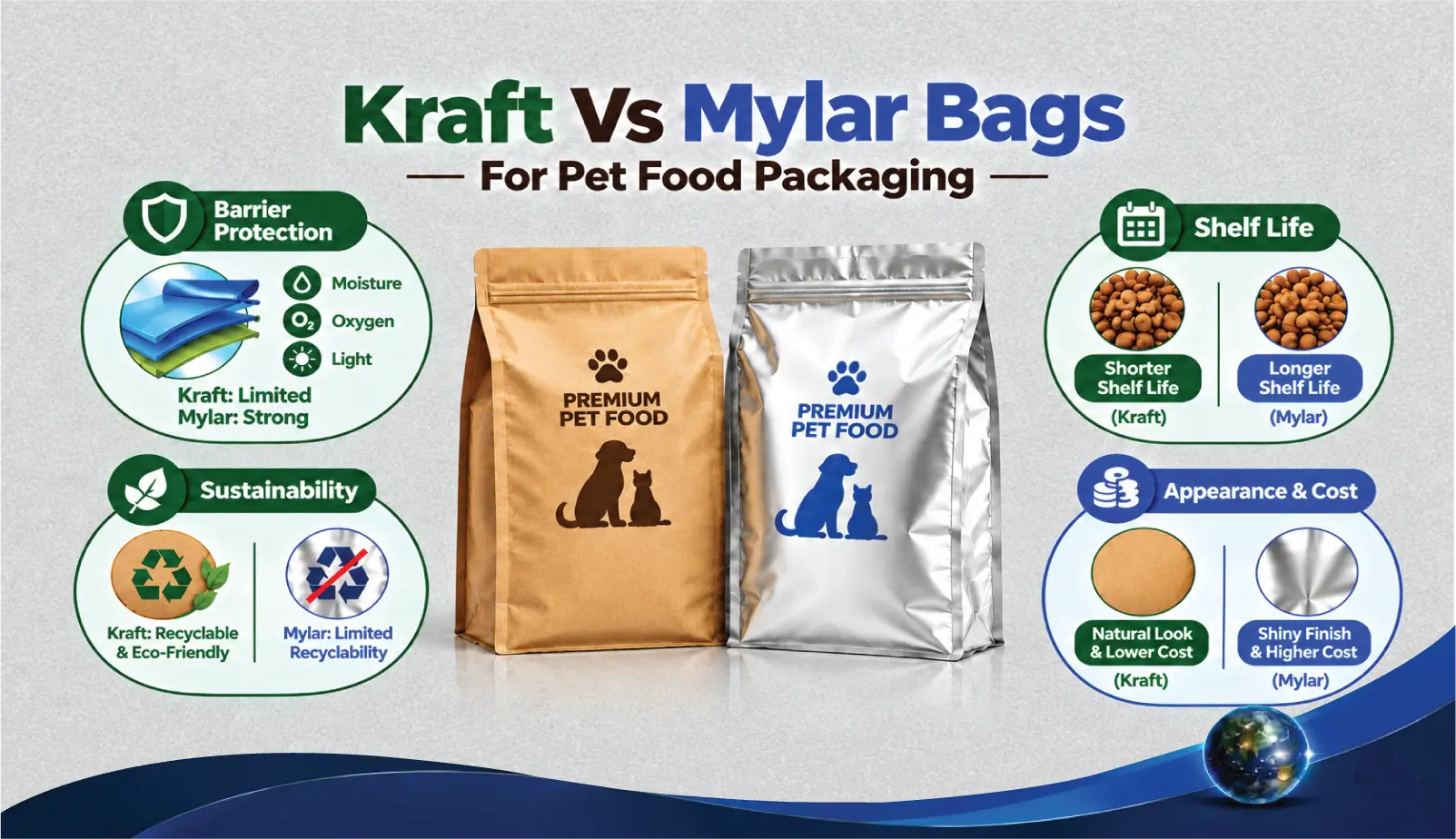 Kraft Vs Mylar Bags For Pet Food Packaging