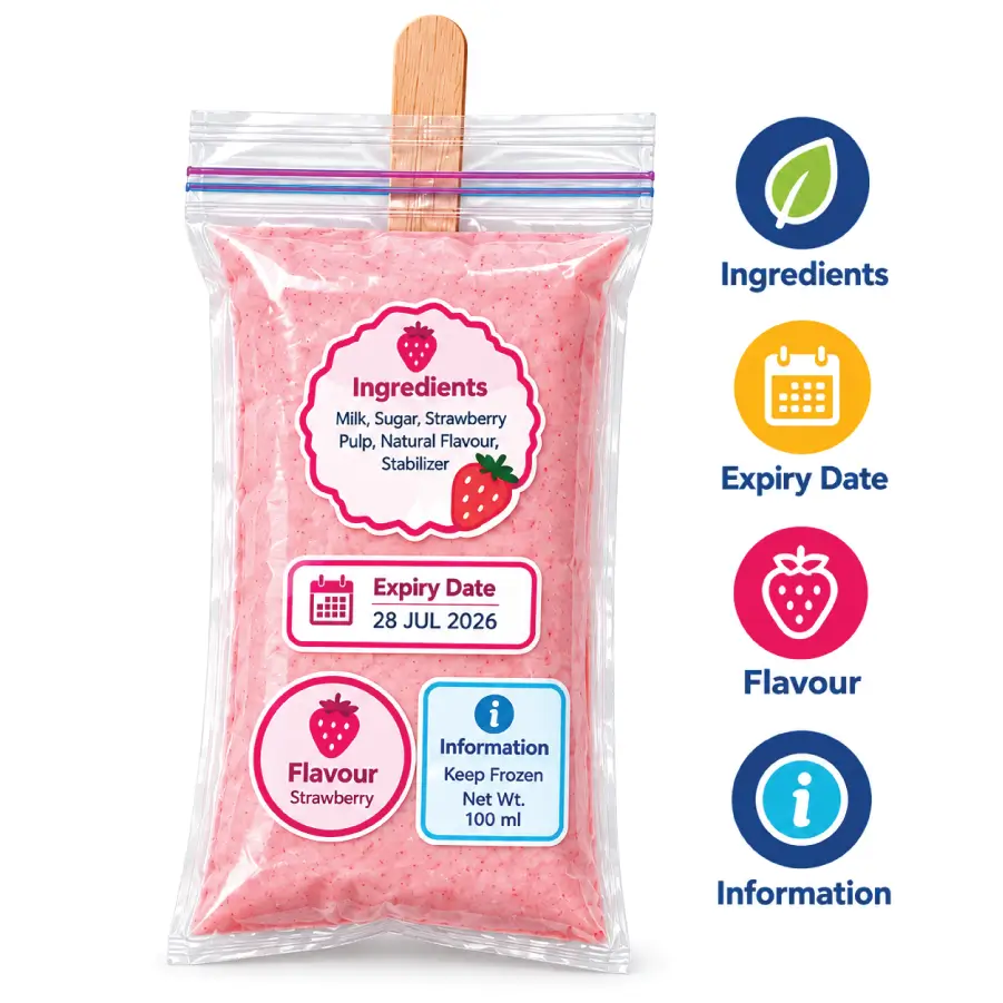 Labels and Stickers on Popsicle Packaging