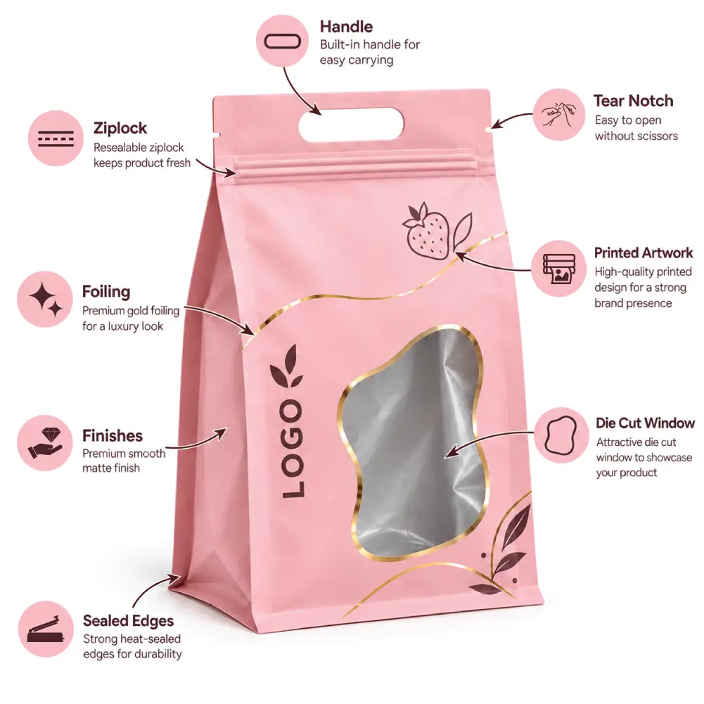 Large Mylar Bags Infographic Features With Product Details