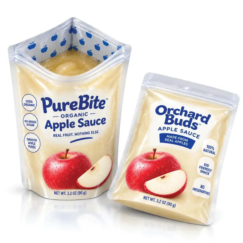 Apple Sauce Zipper Pouches For Products With Resealable Closures
