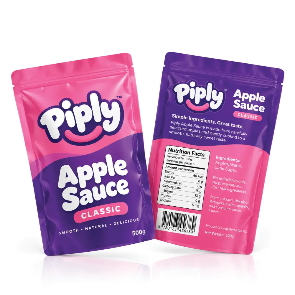 Child Resistant Apple Sauce Pouches With Secure Safety Closures
