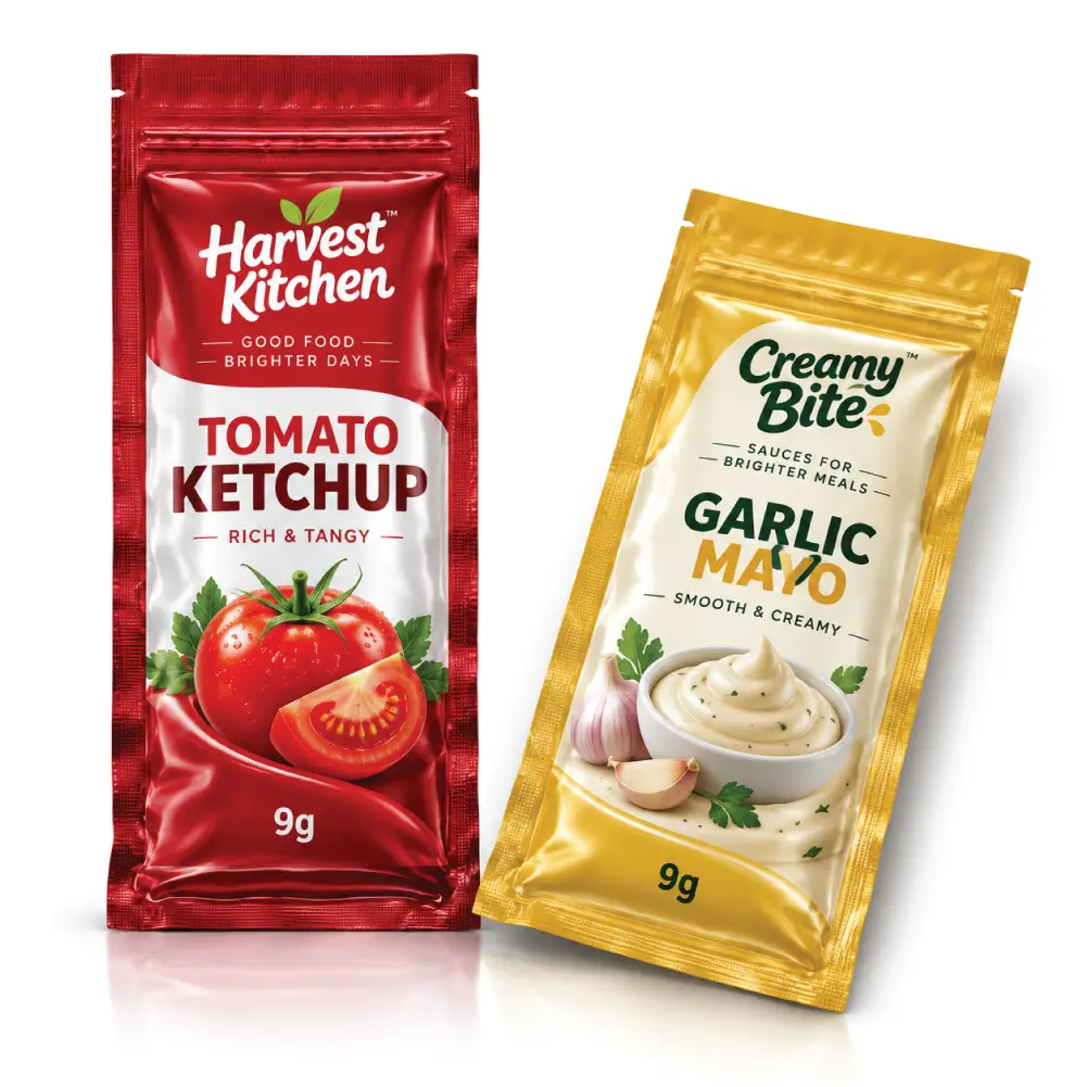 Child Resistant Condiment Sachets With Secure Sauce Product Protection