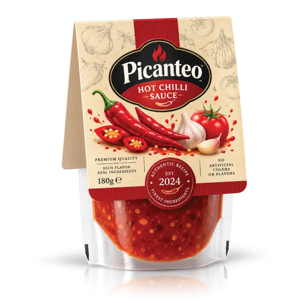 Condiment Header Cards With Clear Sauce Product Branding