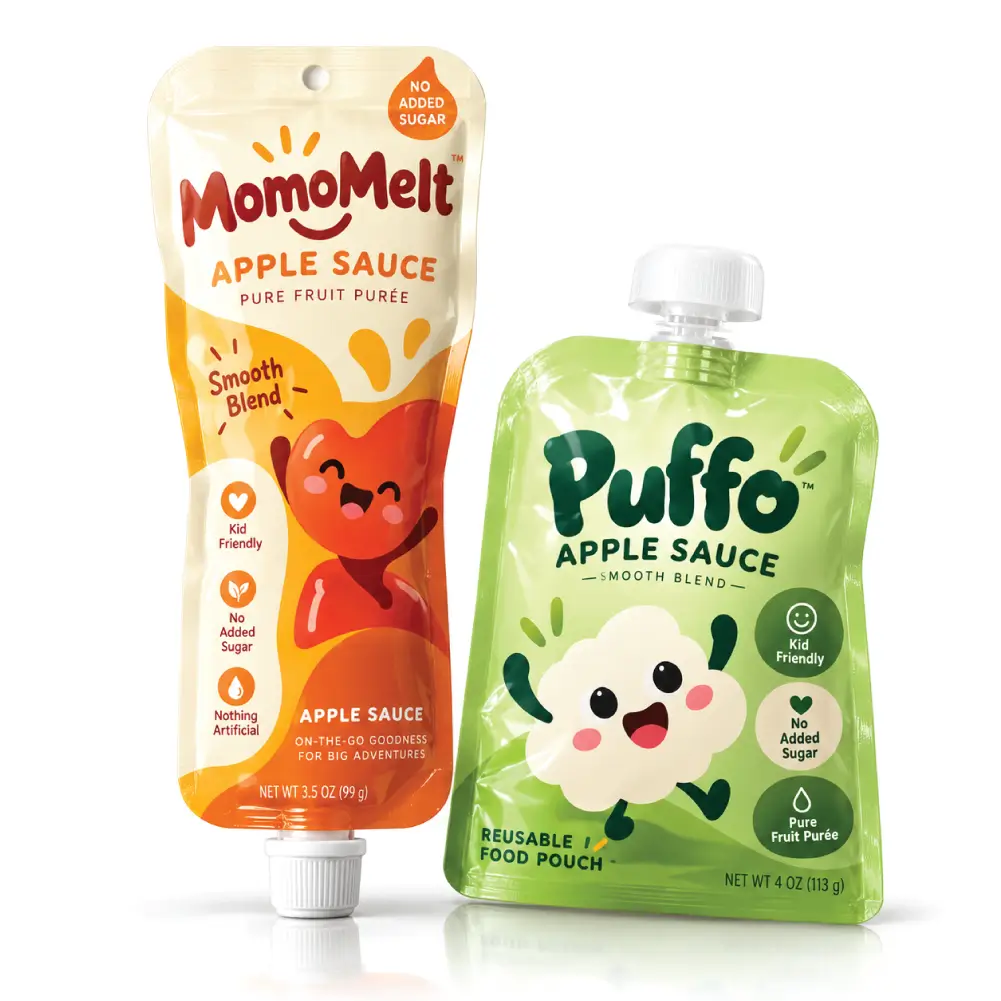 Die Cut Apple Sauce Pouches For Products With Custom Shapes