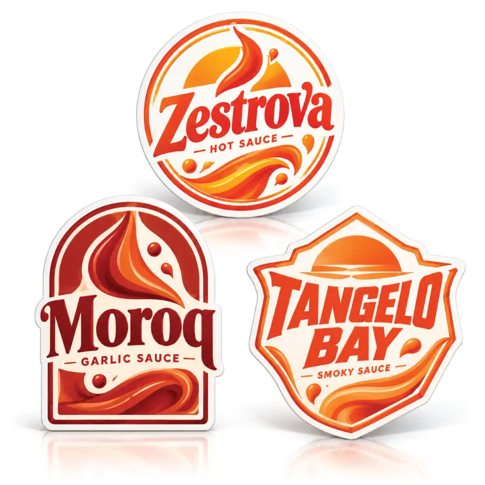 Die Cut Sauce Stickers With Custom Shapes And Branding
