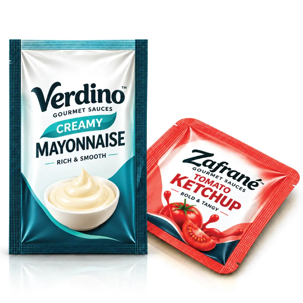 Flat Condiment Sachets With Compact Single Serve Sauce Packaging